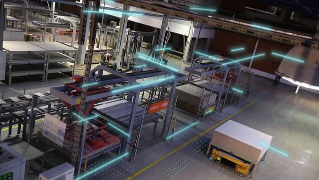 The concept of digitalization of production. Visualization of modern technologies in an automated factory