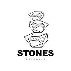 Stone Logo, Vector Stone Modern With Geometry Line Style, Design For Aesthetic Decoration, Brand Modern Product, Simple Icon Abstract Aesthetic Geometry Line
