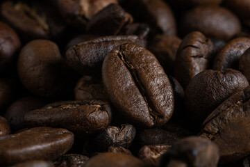Coffee beans closeup background
