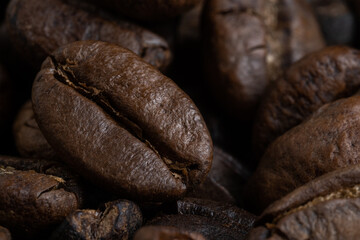 Coffee beans macro background