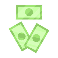 Set green dollar bill banknote money finance investment on white background flat vector icon design.