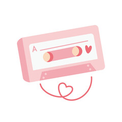 Fototapeta premium Valentine's Day Audio cassette love song music doodle sticker. Romantic mood cute love symbol
