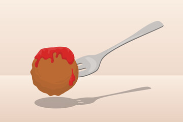Delicious meatball illustration in vector design - obrazy, fototapety, plakaty