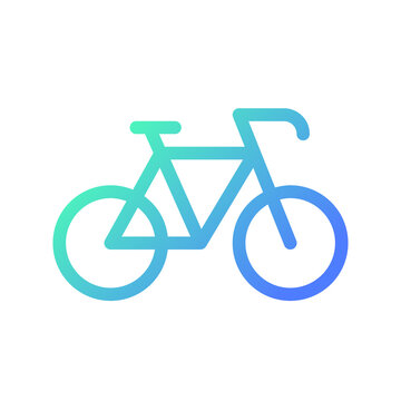 Bicycle pixel perfect gradient linear ui icon. Riding bike. Rental service. Transportation mode. Line color user interface symbol. Modern style pictogram. Vector isolated outline illustration