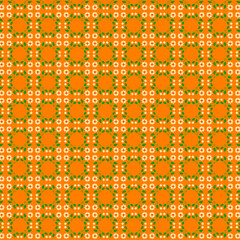 Summer checkered floral pattern of wild white daisies borders on an orange background