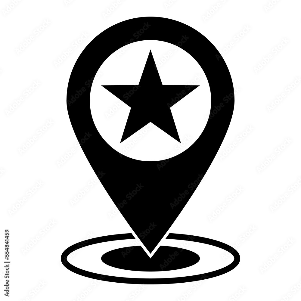 Aufkleber favorite place map pointer icon. maps pin with star icon. map pointer with star icon.