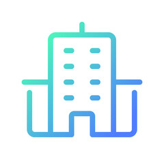 Office building location pixel perfect gradient linear ui icon. Workspace. Corporate headquarters. Line color user interface symbol. Modern style pictogram. Vector isolated outline illustration
