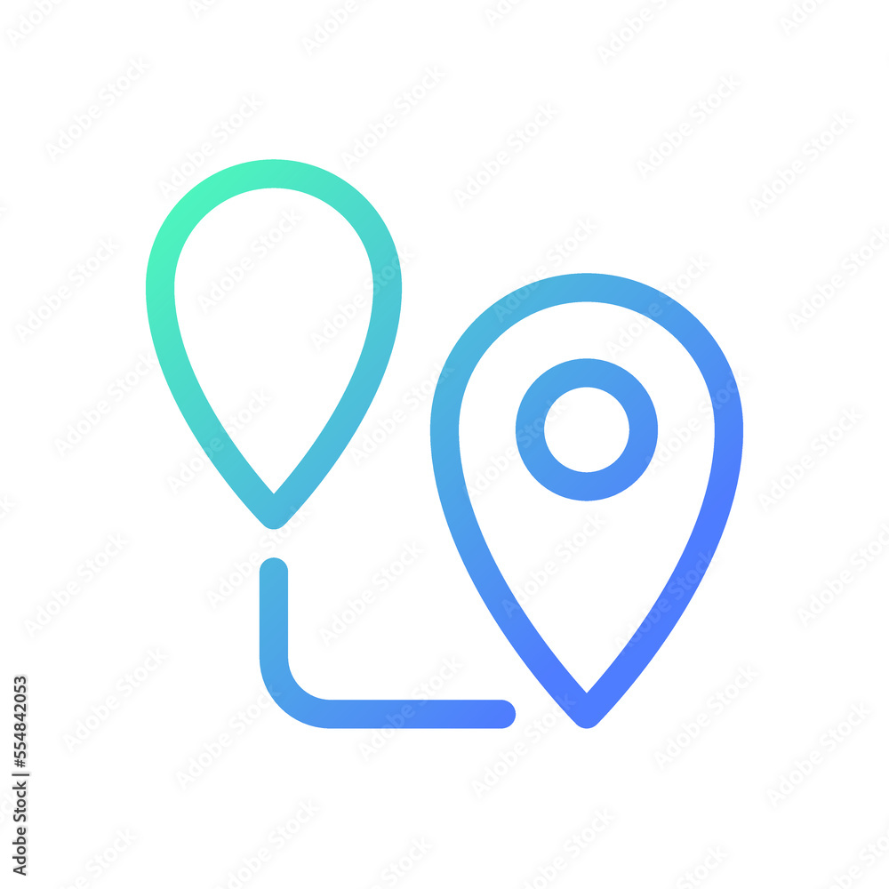 Poster planning route pixel perfect gradient linear ui icon. gps navigation. walking distance. move to loca