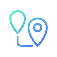 Planning route pixel perfect gradient linear ui icon. GPS navigation. Walking distance. Move to location. Line color user interface symbol. Modern style pictogram. Vector isolated outline illustration