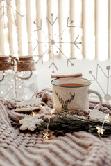 Winter tea in the christmas mug
