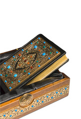 Holy Quran.  Islamic concept. Holy quran isolated on white  background