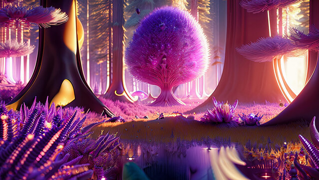A magical forest on an alien planet