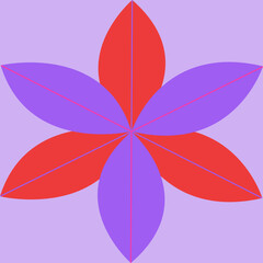 Lily flower in square vector illustration in flat color design