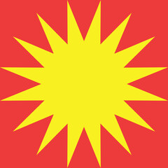 Sun in square vector illustration in flat color design