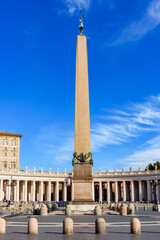Fototapeta na wymiar Egyptian obelisk on St Peter's square in Vatican, Rome, Italy