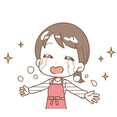 Illustration of a woman crying tears of joy.

