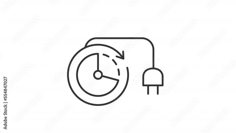 Poster animated fast charge linear icon. fast charger equipment. calculating energy consumption rate. seaml