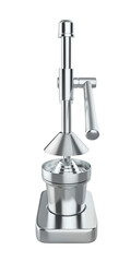 Front view of stainless steel citrus juicer on transparent background