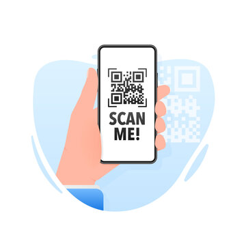 Scan Me Icon With QR Code. Inscription Scan Me. QR Code Label.
