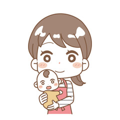 Illustration of a woman raising a child.