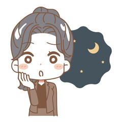 Illustration of a woman in trouble at night.