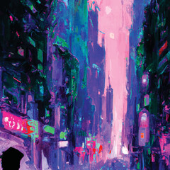Obraz na płótnie Canvas Expressive Vector Oil Paint Shanghai 1