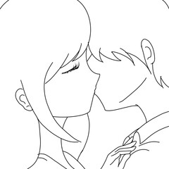 It was a picture of two people in love and kissing.