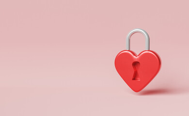 red padlock with heart shape