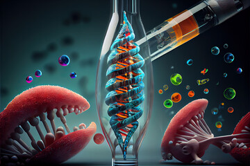 Gene terapies concept, illustration with dna spiral