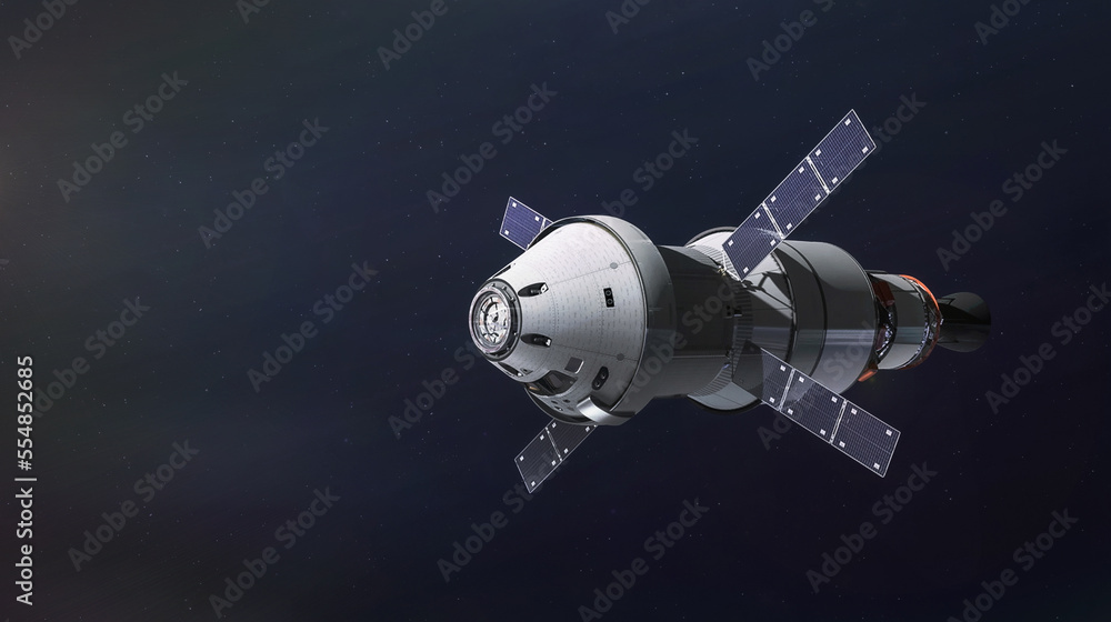 Leinwandbilder Orion spaceship mission. Flight to Moon. Artemis program spacecraft. Shuttle with astronauts in deep space. Elements of this image furnished by NASA