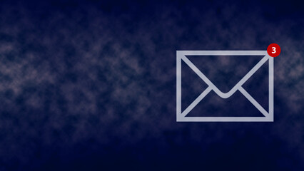 Envelope icon on a dark-blue background. Email concept. Receiving messages. Business. Lifestyle. - obrazy, fototapety, plakaty