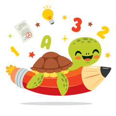 Education Illustration With Cartoon Sea Turtle