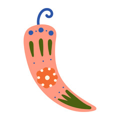 Chilli with pattern vector illustration in flat color design