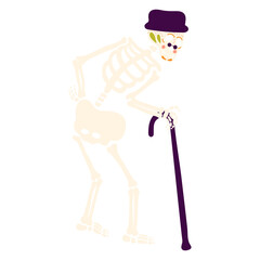 Dia de los Muertos old man skeleton vector illustration in flat color design