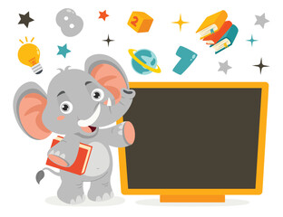 Education Illustration With Cartoon Elephant