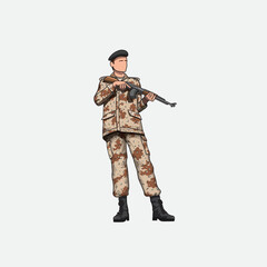 Pakistan Rangers standing with rifle vector illustration
