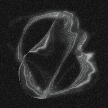 Black and white abstract blob audio sound data visualisation graph diagram with vintage retro noise grain texture
