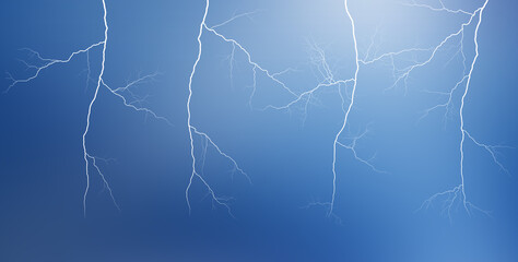 Thunder, lightnings and rain on stormy summer night	