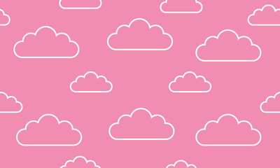 Contours of white clouds on a pink background