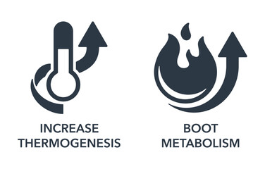 Increase Thermogenesis, Boost Metabolism icons set