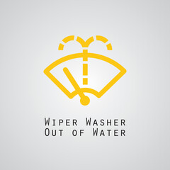 viper washer light Car dashboard panel minimal flat icon warning lights isolated vector illustration