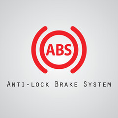 Car Anti lock brake system light dashboard panel minimal flat icon warning lights isolated vector illustration