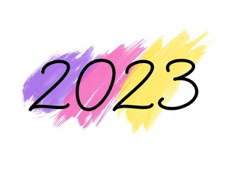 2023 Happy New Year text design, logo lettering numbers,  Holiday greeting card design.