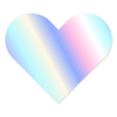 Empty holographic heart shaped sticker. Metallic design element. Trendy pastel colorful texture	