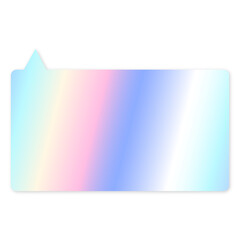 Empty holographic speech bubble shaped sticker. Metallic design element. Trendy pastel colorful texture	
