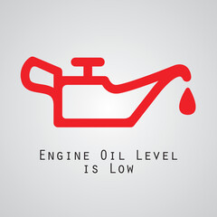 Engine oil level Car dashboard panel minimal flat icon warning lights isolated vector illustration