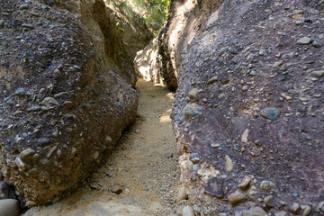 Pha Chor nature trail is a tourist attraction at Doi Lo, Chiang Mai, Thailand, a natural phenomenon caused by the upward movement of the Earth's plates and the erosion of wind and rain.