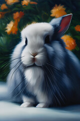 Obraz premium Cute bunny, rabbit in beautiful landscape, Generative AI