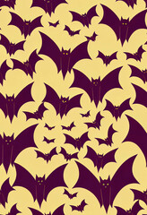 Seamless pattern with flock of bats ,made with Generative AI