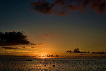 Fototapeta na wymiar sunset at St. James Morgan bay at Saint Lucia Caribbean luxury island